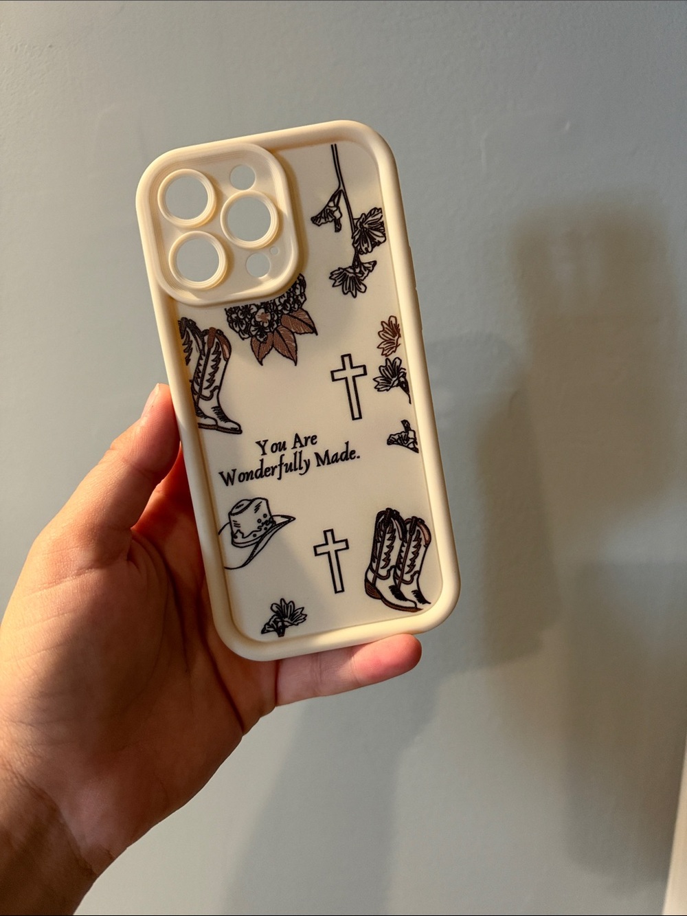 Cream Floral & Western Icons Protective Phone Case